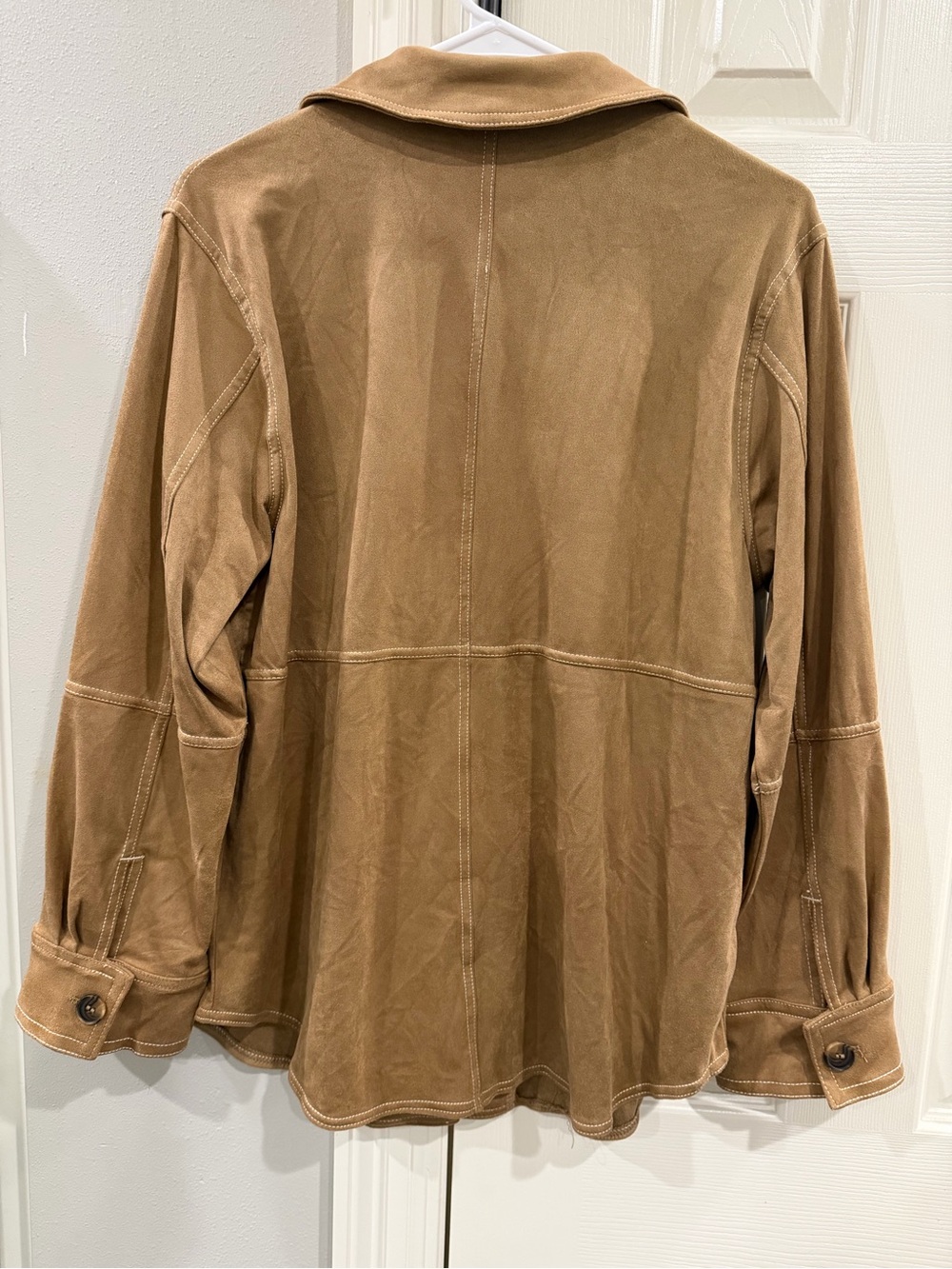 H&M Women's Suede feel Button-Front lightweight jacket - Tan Sz S - Picture 2 of 7